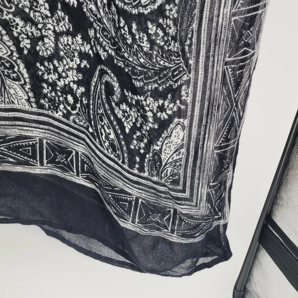 Soft Surroundings Kimono Wrap Black White Paisley Floral Soft Open One Size OS